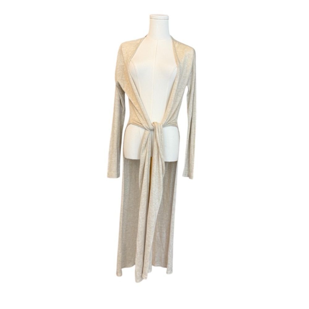 Cotton On neutral open front waist tie long sweater cardigan Cover Up  M